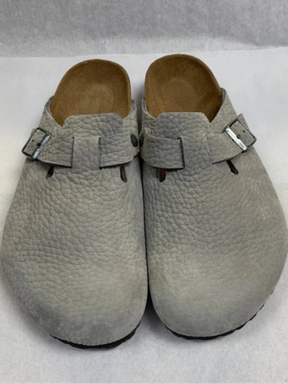 Birkenstock Boston Whale Gray Nubuk Leather Regular Width Sandals